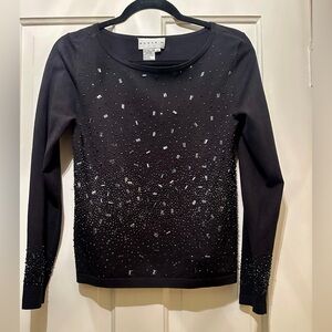 Basix II elaborately beaded sweater top (XS)